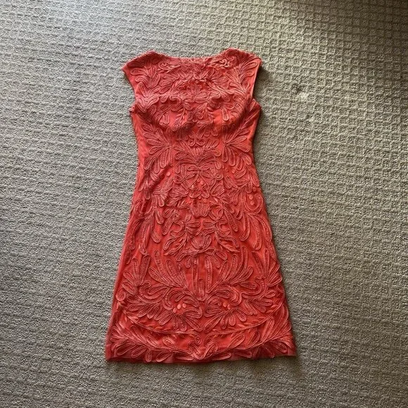Sue Wong Womens Size 0 Coral Sleeveless Dress Designer Cocktail Embroidered NWOT - Picture 9 of 10